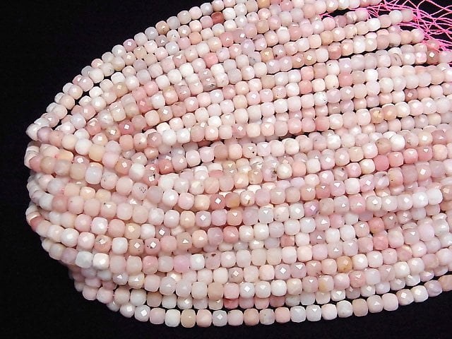 [Video]High Quality! Pink Opal AA++ Cube Shape 6x6x6mm half or 1strand beads (aprx.15inch/36cm)