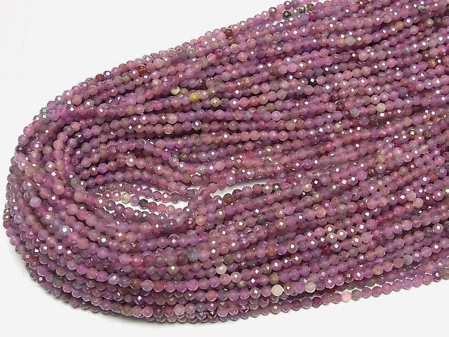 [Video]High Quality! Pink Sapphire AA Faceted Round 3mm 1strand beads (aprx.15inch/37cm)