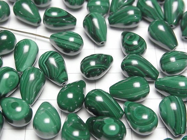 [Video]Malachite AAA Drop (Smooth) 12x8mm [Half Drilled Hole] 2pcs