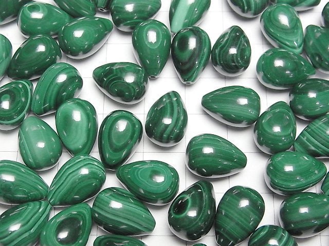 [Video] Malachite AAA Drop (Smooth) 15x10mm [Half Drilled Hole] 1pc