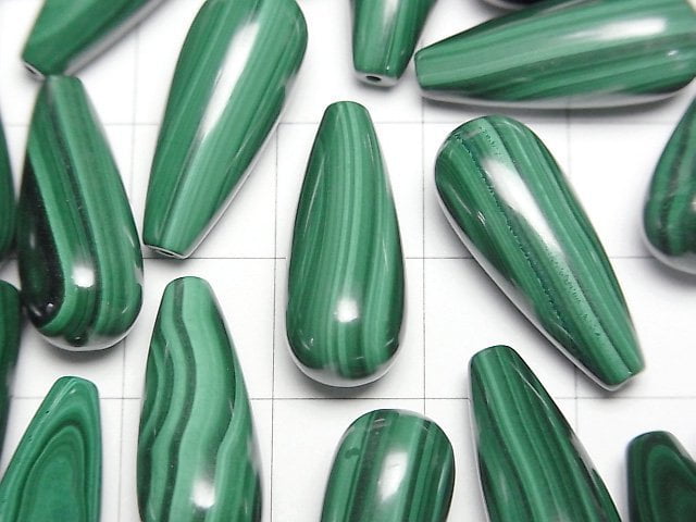 [Video]Malachite AAA Drop (Smooth) 20x8mm [Half Drilled Hole] 1pc