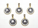 [Video]Meteorite (Altai meteorite) Round Pendant 13.5x13.5mm 18KGP 1pc
