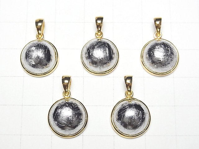 [Video]Meteorite (Altai meteorite) Round Pendant 13.5x13.5mm 18KGP 1pc