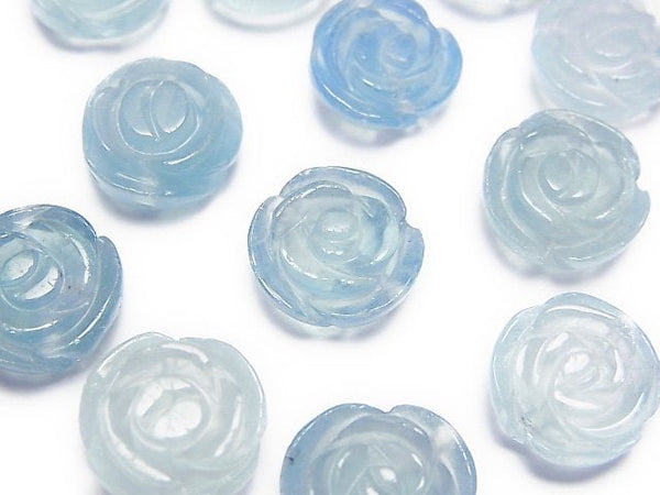 [Video]Aquamarine AAA- Rose Motif 12-12.5mm [Drilled Hole] 2pcs