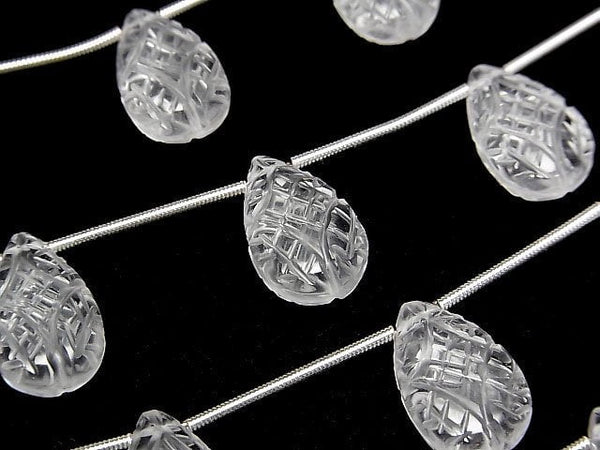 [Video]High Quality Crystal AAA Carved Pear Shape 1strand beads (aprx.4inch/10cm)