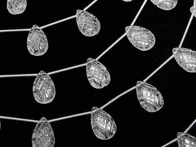 [Video]High Quality Crystal AAA Carved Pear Shape 1strand beads (aprx.4inch/10cm)