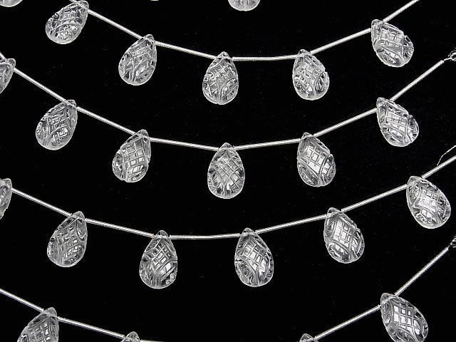 [Video]High Quality Crystal AAA Carved Pear Shape 1strand beads (aprx.4inch/10cm)