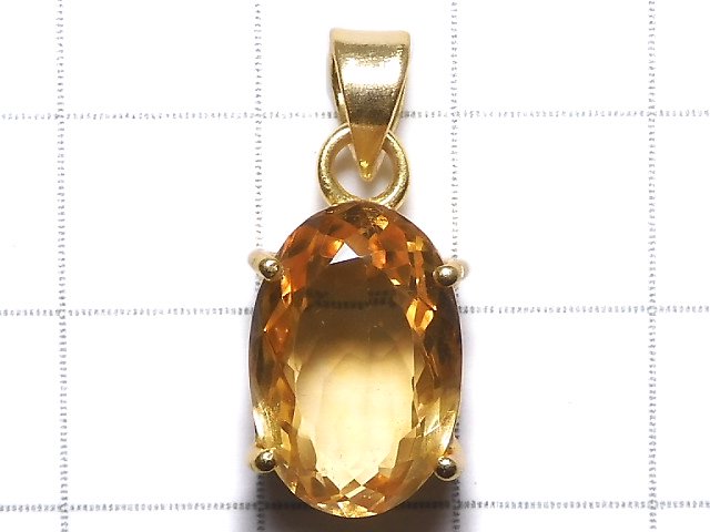 [Video][One of a kind] High Quality Brandy Citrine AAA Faceted Pendant 18KGP NO.36