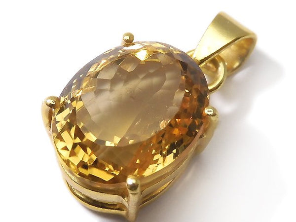 [Video][One of a kind] High Quality Brandy Citrine AAA Faceted Pendant 18KGP NO.37