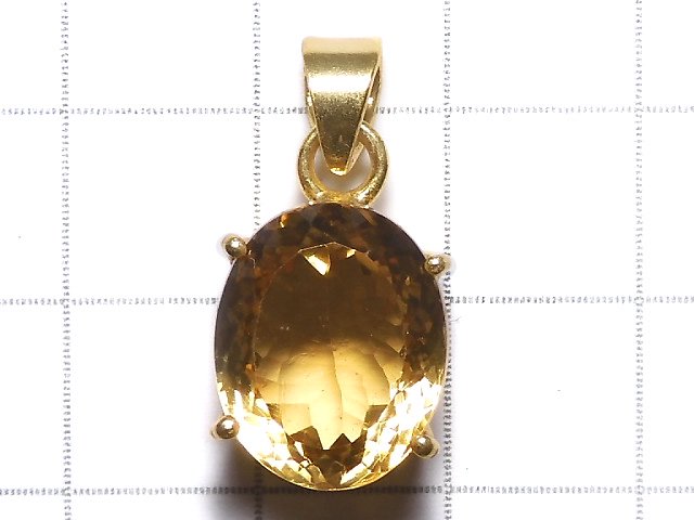 [Video][One of a kind] High Quality Brandy Citrine AAA Faceted Pendant 18KGP NO.37