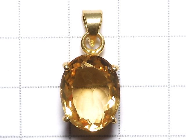 [Video][One of a kind] High Quality Brandy Citrine AAA Faceted Pendant 18KGP NO.40