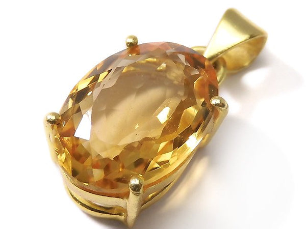 [Video][One of a kind] High Quality Brandy Citrine AAA Faceted Pendant 18KGP NO.41