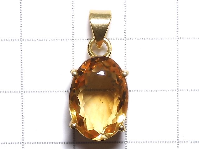 [Video][One of a kind] High Quality Brandy Citrine AAA Faceted Pendant 18KGP NO.41