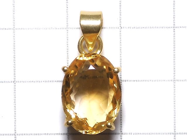 [Video][One of a kind] High Quality Brandy Citrine AAA Faceted Pendant 18KGP NO.42