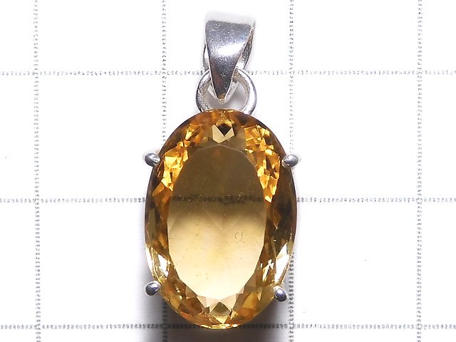 [Video][One of a kind] High Quality Brandy Citrine AAA Faceted Pendant Silver925 NO.44