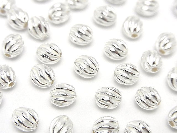 Silver925 Line Carved Roundel (Twist Corrugated Beads) 6x5.5x5.5mm No coating 3pcs