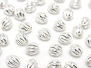 Silver925 Line Carved Rondelle (Twist Corrugated Beads) 6x5.5x5.5mm No Coating, 3pcs