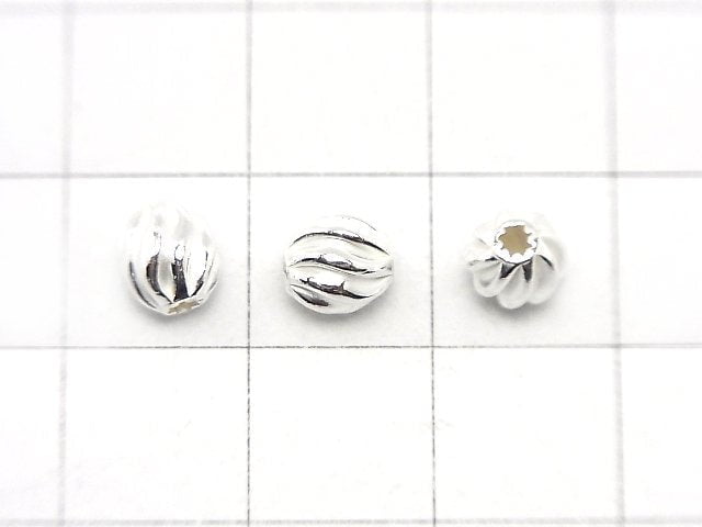 Silver925 Line Carved Roundel (Twist Corrugated Beads) 6x5.5x5.5mm No coating 3pcs