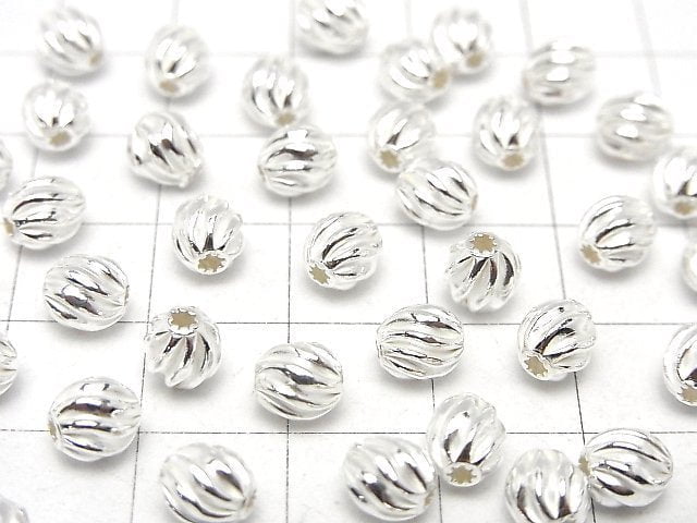 Silver925 Line Carved Roundel (Twist Corrugated Beads) 6x5.5x5.5mm No coating 3pcs