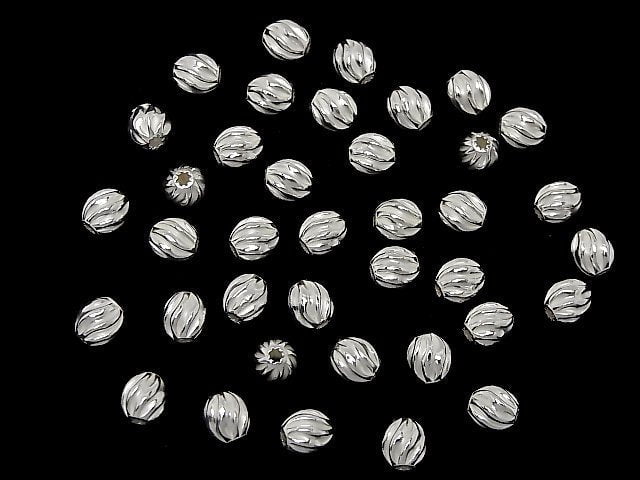 Silver925 Line Carved Roundel (Twist Corrugated Beads) 6x5.5x5.5mm No coating 3pcs