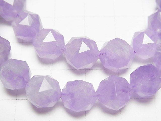 [Video]High Quality! Lavender Amethyst AAA- Star Faceted Round 10mm Bracelet