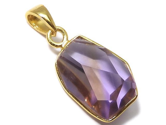 [Video][One of a kind] High Quality Ametrine AAA- Faceted Pendant 18KGP NO.252