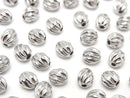 Silver925 Line Carved Rondelle (Twist Corrugated Beads) 6x5.5x5.5mm Rhodium Plated 3pcs