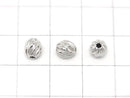 Silver925 Line Carved Rondelle (Twist Corrugated Beads) 6x5.5x5.5mm Rhodium Plated 3pcs
