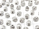 Silver925 Line Carved Rondelle (Twist Corrugated Beads) 6x5.5x5.5mm Rhodium Plated 3pcs