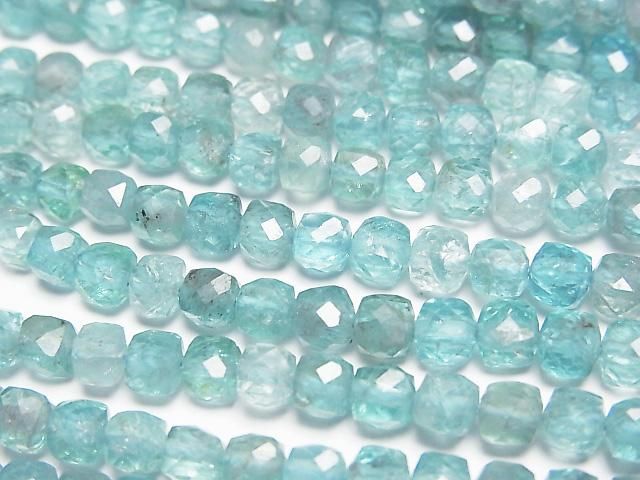[Video] High Quality! Apatite AA++ Cube Shape 4x4x4mm 1strand beads (aprx.15inch/36cm)