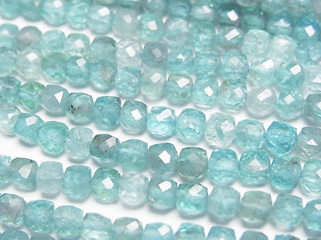 [Video] High Quality! Apatite AA+ Cube Shape 4x4x4mm 1strand beads (aprx.15inch/37cm)