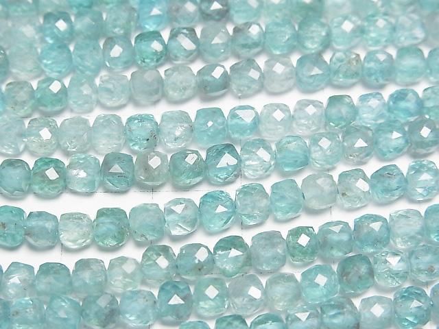 [Video] High Quality! Apatite AA++ Cube Shape 4x4x4mm 1strand beads (aprx.15inch/36cm)