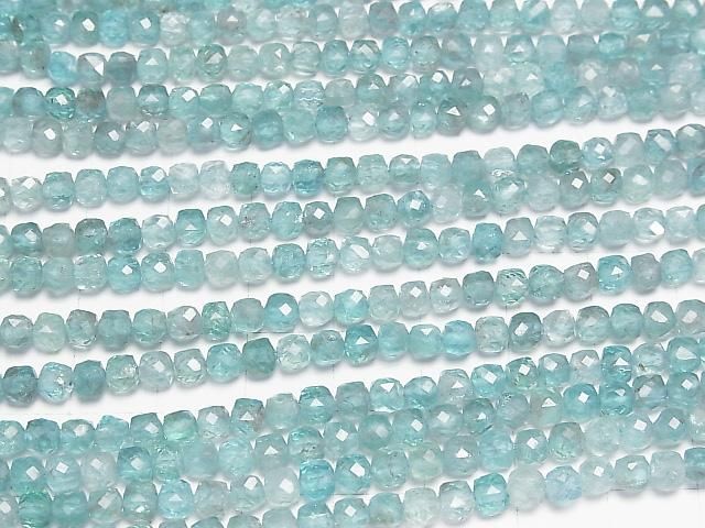 [Video] High Quality! Apatite AA++ Cube Shape 4x4x4mm 1strand beads (aprx.15inch/36cm)