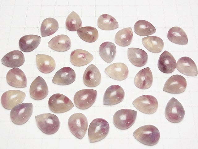 [Video] Pink Tourmaline Silica AA+ Pear Shape Cabochon 16x12mm 2pcs