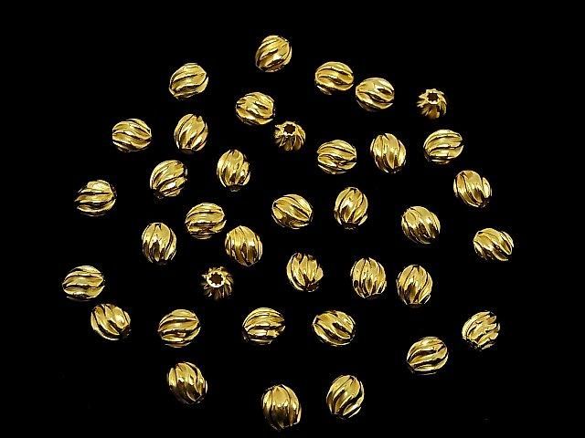Silver925 Line Carved Rondelle (Twist Corrugated Beads) 6x5.5x5.5mm 18KGP 3pcs