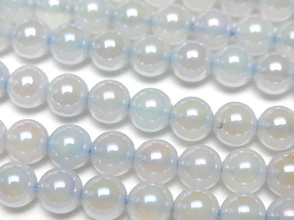 Flash, Blue Color Chalcedony Round 6mm 1strand beads (aprx.15inch/37cm)