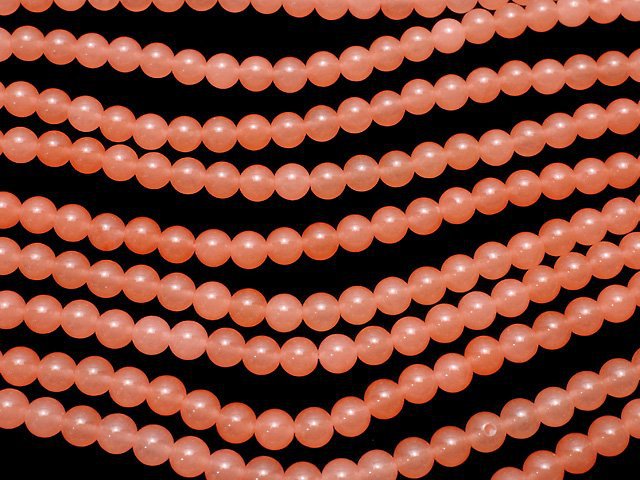 Pink Orange Jade Round 6mm 1strand beads (aprx.15inch/36cm)