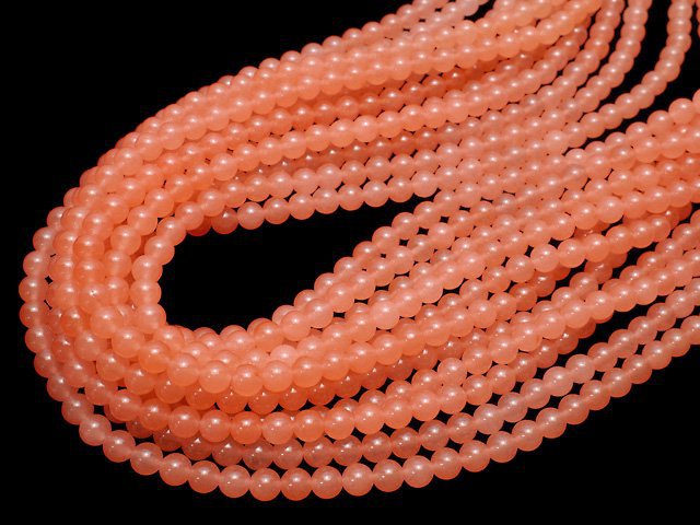 Pink Orange Jade Round 6mm 1strand beads (aprx.15inch/36cm)