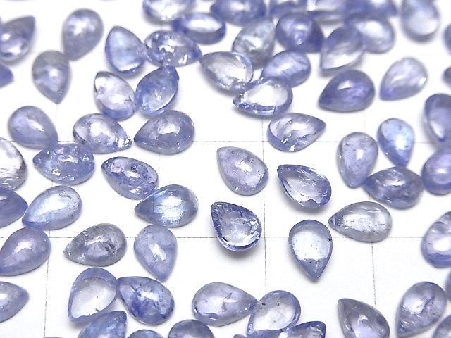 [Video]High Quality Tanzanite AA++ Pear shape Cabochon 6x4mm 5pcs
