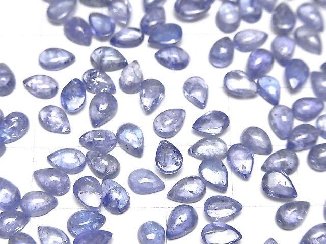 [Video]High Quality Tanzanite AA++ Pear shape Cabochon 6x4mm 5pcs