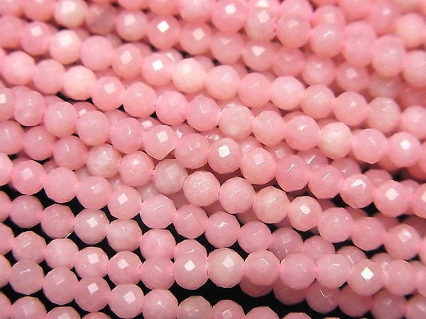 [Video]High Quality! Pink Soap Stone AAA Faceted Round 3mm 1strand beads (aprx.15inch/37cm)