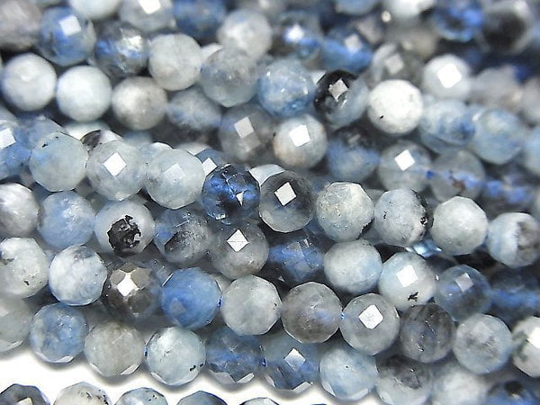 [Video]High Quality! Deep Blue Aquamarine AA Faceted Round 4mm 1strand beads (aprx.15inch/37cm)