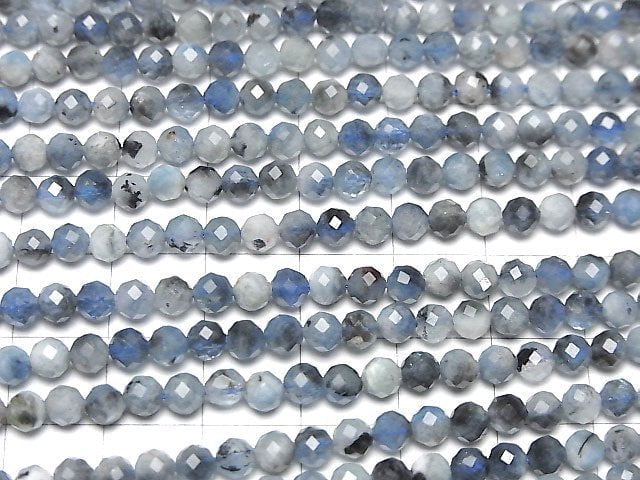 [Video]High Quality! Deep Blue Aquamarine AA Faceted Round 4mm 1strand beads (aprx.15inch/37cm)