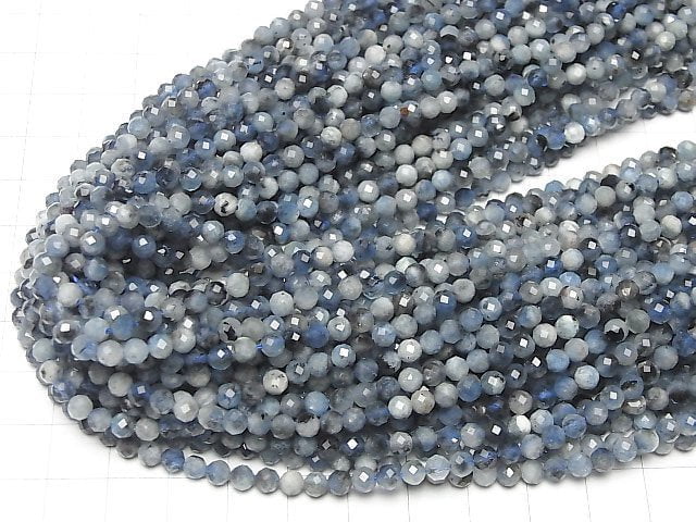 [Video]High Quality! Deep Blue Aquamarine AA Faceted Round 4mm 1strand beads (aprx.15inch/37cm)
