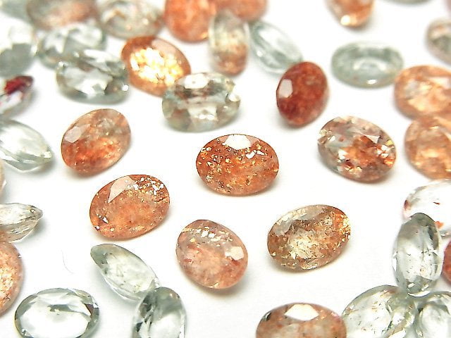 [Video]High Quality Multicolor Sunstone AAA Loose stone Oval Faceted 7x5mm 5pcs