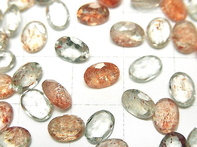 [Video]High Quality Multicolor Sunstone AAA Loose stone Oval Faceted 7x5mm 5pcs