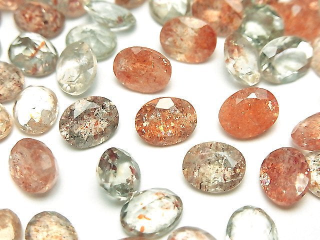 [Video]High Quality Multicolor Sunstone AAA Loose stone Oval Faceted 9x7mm 3pcs