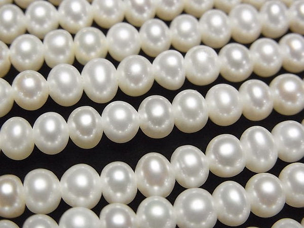 [Video] Fresh Water Pearl AAA- White Roundel 5.5mm [1mm hole] half or 1strand beads (aprx.14inch/35cm)