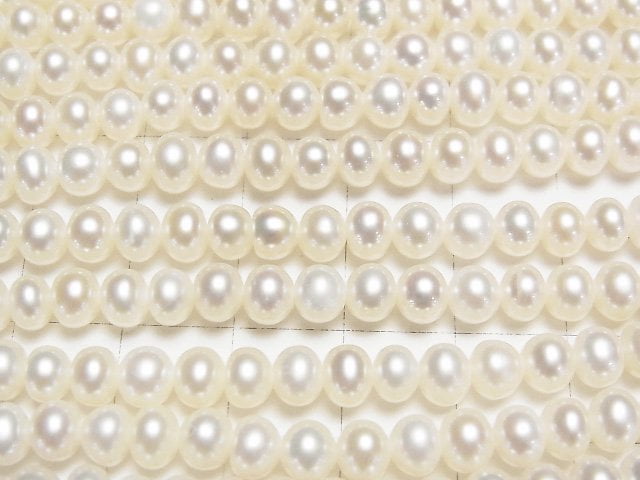 [Video] Fresh Water Pearl AAA- White Roundel 5.5mm [1mm hole] half or 1strand beads (aprx.14inch/35cm)