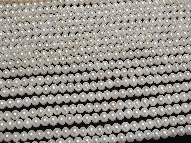 [Video] Fresh Water Pearl AAA- White Roundel 5.5mm [1mm hole] half or 1strand beads (aprx.14inch/35cm)